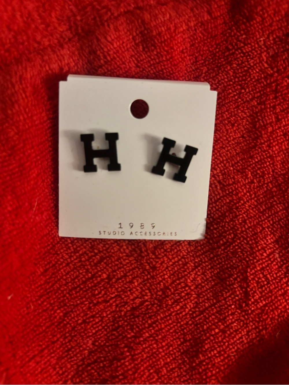 Black 'H' Letter Stud Earrings - 1989 Studio Accessories